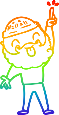 Gökkuşağı gradyan çizgisi sakallı bir adamın bir insan tarafından çizilmiş dili.