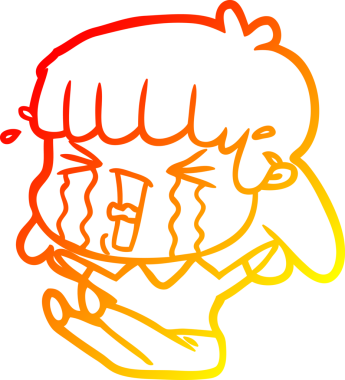 Bir insan tarafından çizilmiş göz yaşları içindeki çizgi film kadını çizimi.