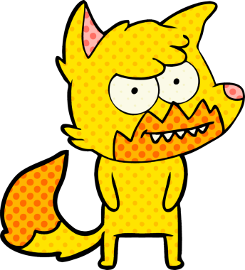 Bir insan tarafından çizilmiş tilki çizgi film karakteri