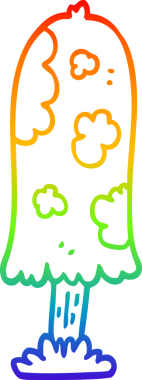 gökkuşağı gradyan çizgi çizimi bir insan tarafından çizilmiş mantar karikatürü