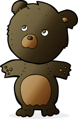 Bir insan tarafından çizilmiş komik oyuncak ayı.