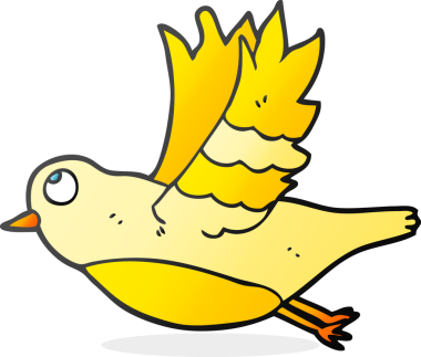 Bir insan tarafından çizilmiş serbest çizim karikatür kuşu.