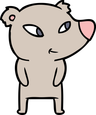 Bir insan tarafından çizilmiş sevimli çizgi film ayısı.