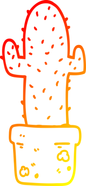 Bir insan tarafından çizilmiş bir kaktüsün sıcak çizgi çizimi