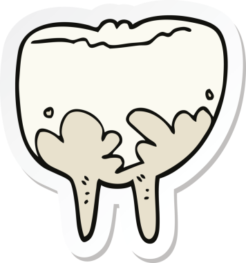 Bir insan tarafından çizilmiş çizgi film dişinin çıkartması.