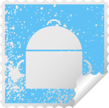 Bir insan tarafından çizilmiş sırt çantasının kare soyma etiketi.