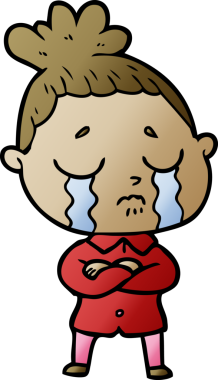 Bir insan tarafından çizilmiş ağlayan kadın çizgi filmi.