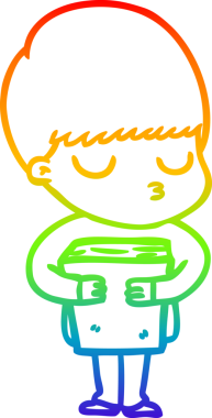 Gökkuşağı gradyan çizgi çizimi bir insan tarafından çizilmiş sakin bir çocuk