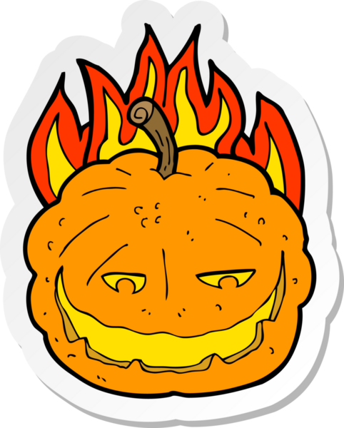 Bir insan tarafından çizilmiş cadılar bayramı balkabağı karikatürü çıkartması.