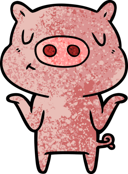 Bir insan tarafından çizilmiş çizgi film içerikli domuz.