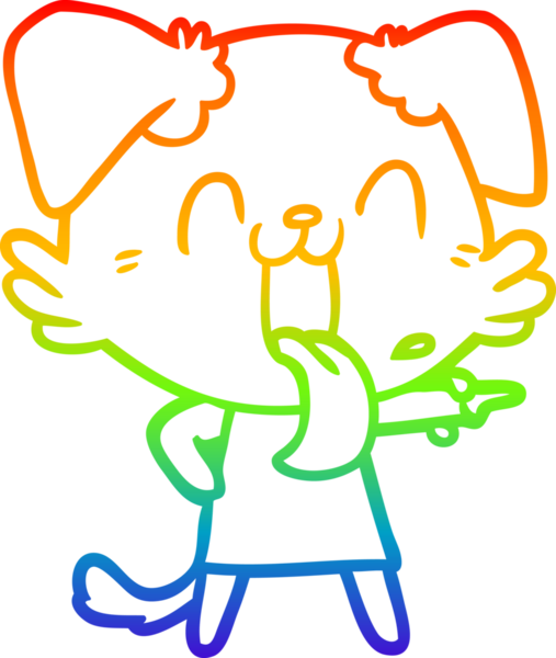 Gökkuşağı gradyan çizgisi bir insan tarafından çizilmiş nefes nefese kalmış bir köpeğin çizimi