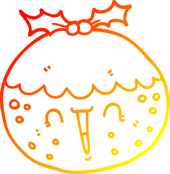 Bir insan tarafından çizilmiş tatlı bir Noel pudinginin sıcak çizgi çizimi