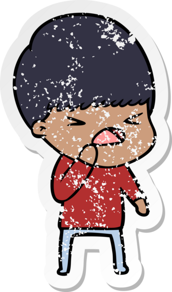 Bir insan tarafından çizilmiş stresli bir çizgi film çıkartması.