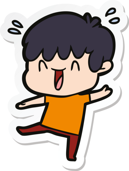 Bir insan tarafından çizilmiş, gülen bir çocuğun çıkartması.