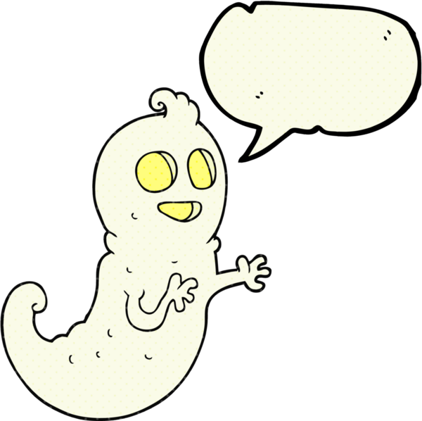 Bir insan tarafından çizilmiş serbest çizilmiş çizgi roman konuşma balonu çizgi film hayaleti.