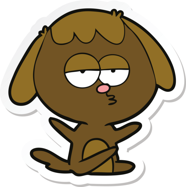 Bir insan tarafından çizilmiş sıkılan bir köpeğin çıkartması.