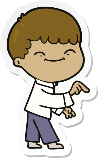 Bir insan tarafından çizilmiş mutlu bir çocuğun çıkartması.