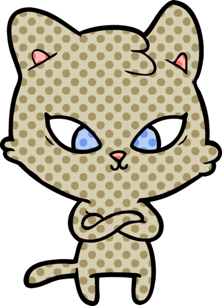 Bir insan tarafından çizilmiş sevimli çizgi film kedisi.