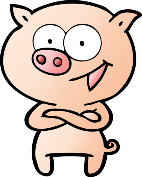 Bir insan tarafından çizilmiş neşeli domuz çizgi filmi.