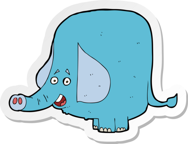 Bir insan tarafından çizilmiş komik bir filin çıkartması.