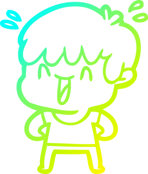 Bir insan tarafından çizilmiş gülen bir çizgi film karakteri çizimi.