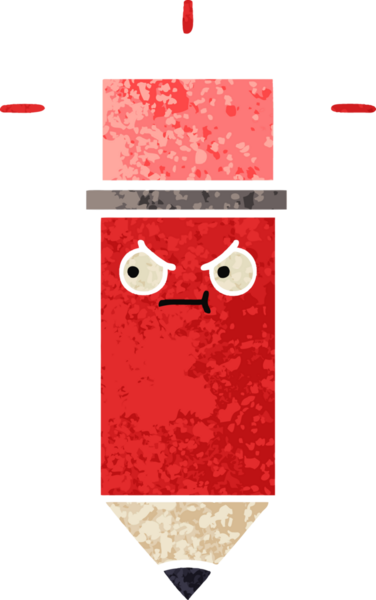 Bir insan tarafından çizilmiş bir kalemin retro çizim tarzı karikatürü