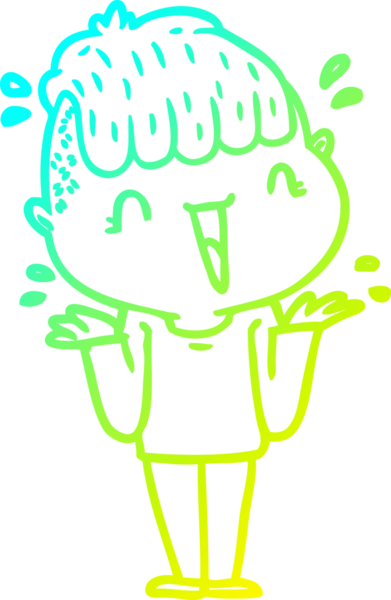 Bir çizgi filmin soğuk gradyan çizimi mutlu bir çocuğun bir insan tarafından çizilmesine şaşırdı