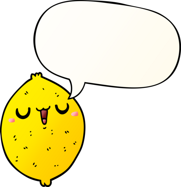 bir insan tarafından çizilmiş yumuşak eğimli konuşma baloncuklu mutlu limon çizgi filmi