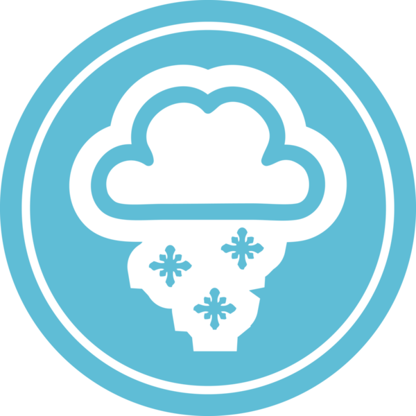 Bir insan tarafından çizilmiş kar bulutu dairesel simgesi