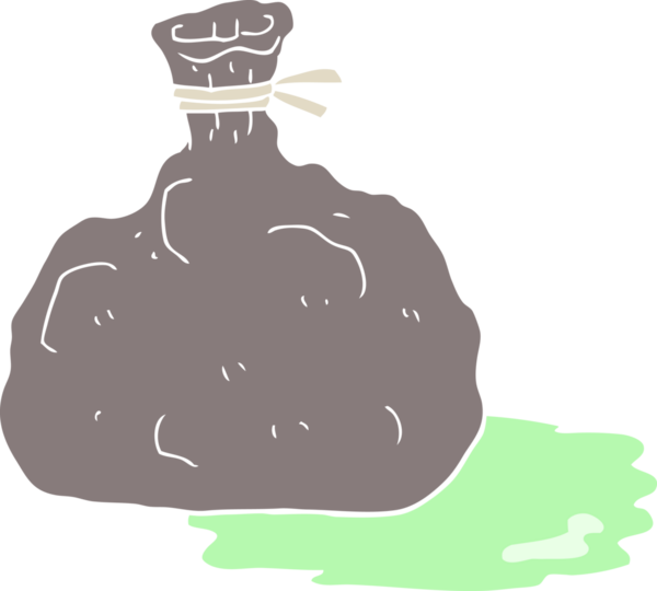 Bir insan tarafından çizilmiş çöp torbasının düz renk çizimi