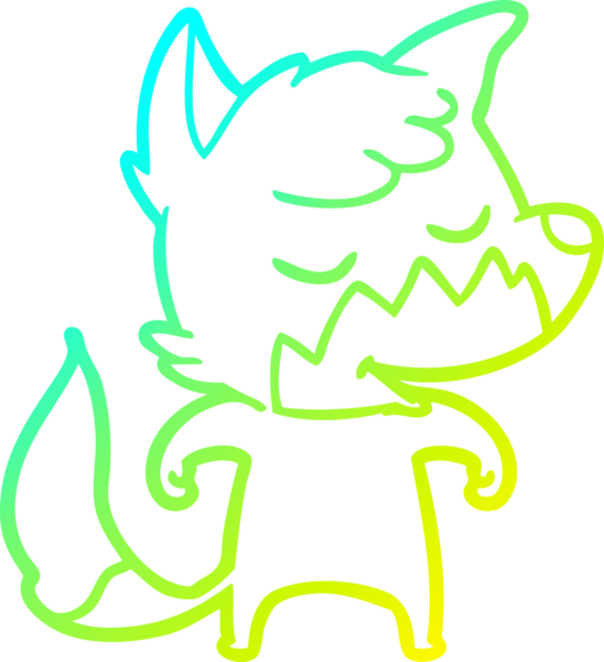 Bir insan tarafından çizilmiş dost canlısı bir tilkinin soğuk çizgi çizimi.