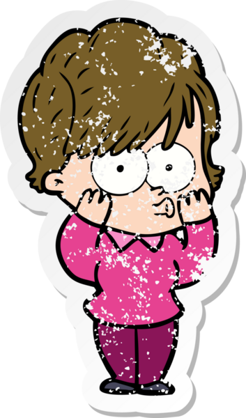 Bir insan tarafından çizilmiş karikatür bir kadının sıkıntılı çıkartması.