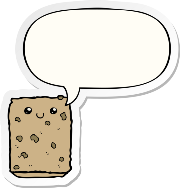 Bir insan tarafından çizilmiş konuşma balonu çıkartmalı çizgi film bisküvisi.