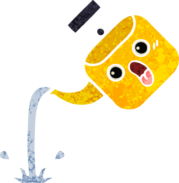 Bir insan tarafından çizilmiş bir çaydanlığın retro çizim tarzı karikatürü