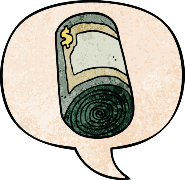 Bir insan tarafından çizilmiş eski moda konuşma baloncuklu çizgi film para rulosu