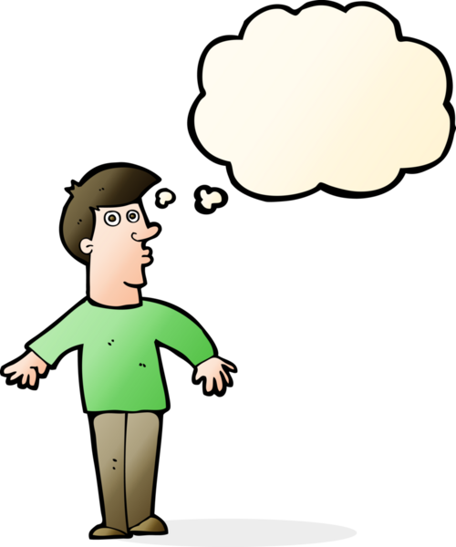 Bir insan tarafından çizilen düşünce baloncuğuyla adamı şaşırtan çizgi film.