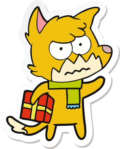 Bir insan tarafından çizilmiş, kızgın tilki etiketi.