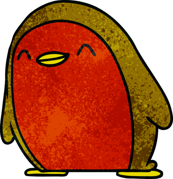 El yazısıyla çizilmiş şirin kawaii kırmızı robin bir insan tarafından çizilmiş.