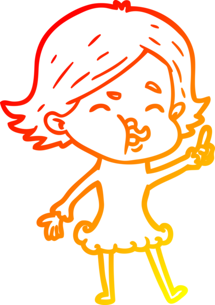 Bir insan tarafından çizilmiş bir çizgi film kızının sıcak çizgi çizimi.