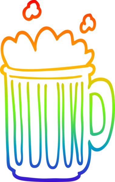 Bir insan tarafından çizilmiş bira karikatürünün gradyan çizimi.