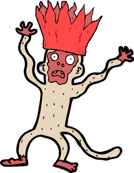 Bir insan tarafından çizilmiş korkmuş maymun çizgi filmi.