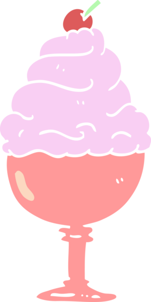 Bir insan tarafından çizilmiş düz renkli karikatür dondurma.