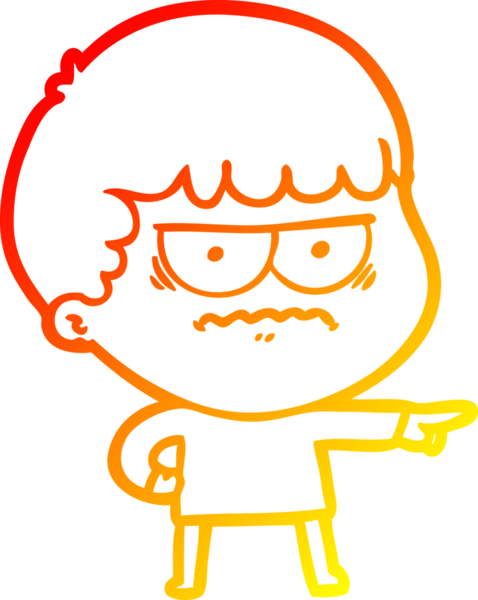 Bir insan tarafından çizilmiş, kızgın bir çizgi film karakteri.