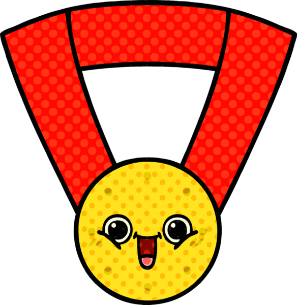 Bir insan tarafından çizilmiş altın madalyanın karikatürü.