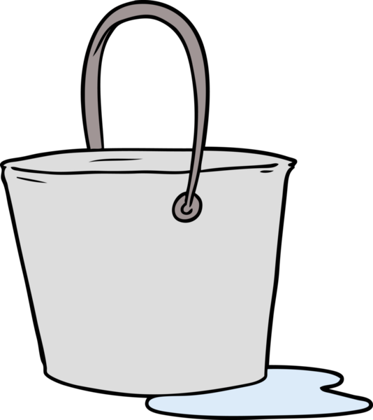 Bir insan tarafından çizilmiş bir kova su.