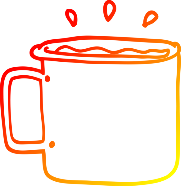 Bir insanın çizdiği bir fincan kahvenin sıcak çizgi çizimi.