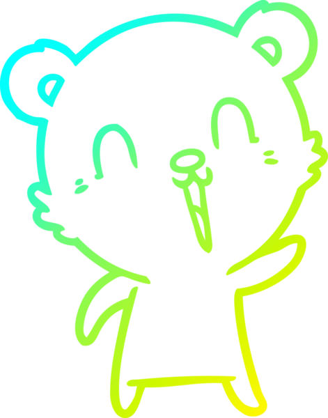 Bir insan tarafından çizilen mutlu çizgi film ayısının soğuk gradyan çizgisi.