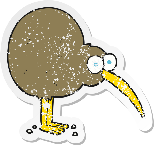 Bir insan tarafından çizilmiş bir kivi çizgi filmin gerilimli yapıştırması.