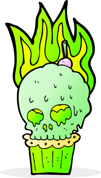 Bir insan tarafından çizilmiş ürkütücü kafatası keki.