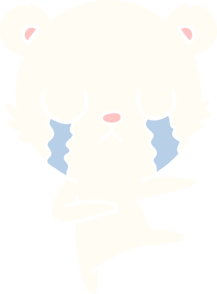 Ağlayan kutup ayısı bir insan tarafından çizilmiş düz renkli çizgi film.